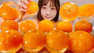 ASMR Tangerine Jelly【Mukbang Eating Sounds】【English subtitles】 [upl. by Ahsekin]