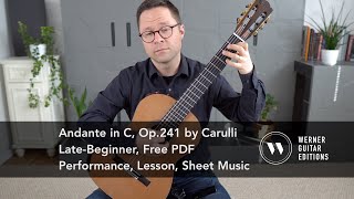 Free PDF Andante in C No2 Op241 by Carulli and Lesson for Classical Guitar [upl. by Enoj]