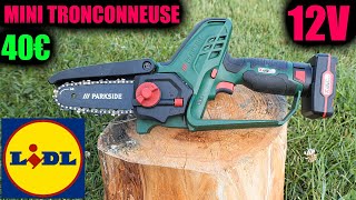 LIDL minitronconneuse PARKSIDE PGHSA 12 A1 X12VTEAM Cordless Pruning Saw mini chainsaw [upl. by Ivers]