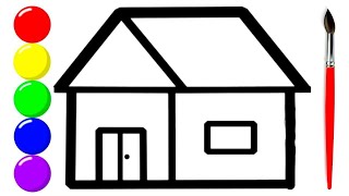 How to Draw a Easy🏠House  Excellent easy Drawing of a House step by step for Kids and Toddlers [upl. by Stromberg701]