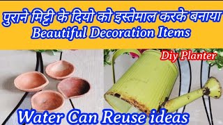 DIY Planter  Waste Material Craft Ideas Water can  Old Diya Reused ideas  Best out of waste [upl. by Bathsheb]