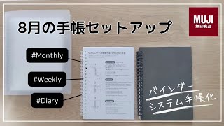 【手帳】8月のセットアップ／無印良品バインダーをシステム手帳化 [upl. by Tombaugh906]