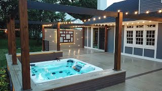 Incredible Deck With Built in Hot Tub  Full Backyard Makeover Time Lapse [upl. by Valerio]