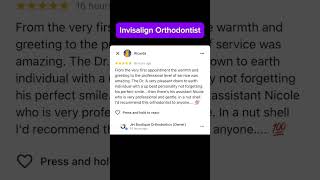 Invisalign Orthodontist 5Star Google Review [upl. by Nikki]