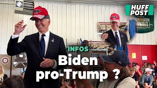 La très étonnante image de Joe Biden qui enfile une casquette « Trump 2024 » [upl. by Silma]