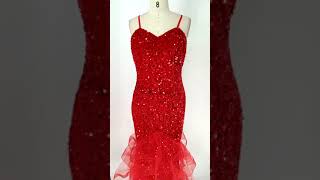 MX629 XL5XL Plus size sequin Red Evening dresses [upl. by Eniamahs]