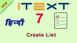 Create List  iText 7 Hindi Tutorial  iText 7 Java Tutorial [upl. by Grados]