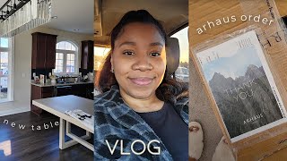 HOME VLOG New Modern Dining Table Arhaus Delivery New Blinds and Bedding [upl. by Eiuqcaj925]