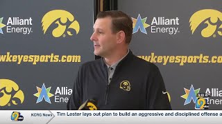 Iowa Hawkeyes introduce new offensive coordinator Tim Lester [upl. by Richer]