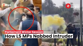 Video Shows Lok Sabha MPs Nabbing Intruder After Security Breach In Lok Sabha  Parliament Breach [upl. by Sidoma432]