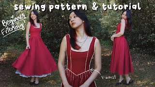 EASY VWaist Princess Dress Sewing Tutorial amp Pattern  Beginner Friendly Sewing [upl. by Zetnom299]