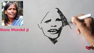 Singer Ranu Mondal Sketch drawing Teri meri kahani lyrics [upl. by Sirah]