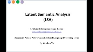 Latent Semantic Analysis LSA [upl. by Ycal252]