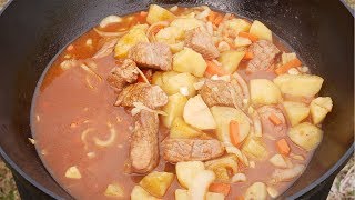 Тушеная картошка с мясом в казане [upl. by Alahcim]