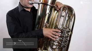 Extended Tuba Techniques  Harmonic glissando with valves downwards [upl. by Nyliahs]