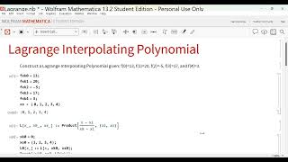 Lagrange Interpolating Polynomial in Mathematica [upl. by Ainelec]