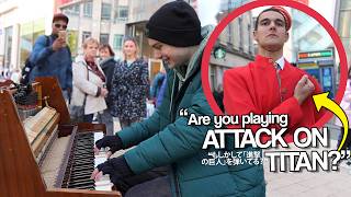 I Played Every ATTACK ON TITAN OP On Piano In Public [upl. by Bartolome]