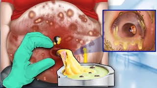 ASMR Treatment infected belly ring piercing of fat girl  Deep cleaning animation [upl. by Kyred101]