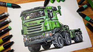 Drawing SCANIA R730 8X8 Heavy Duty Truck [upl. by Htiel952]