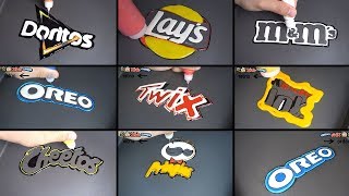 snack brand logo pancake art  oreo twix doritos pringles kinder joy cheetos mampms [upl. by Neira]