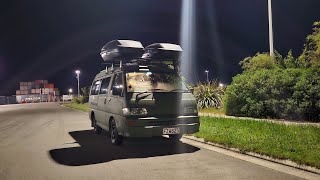 Mitsubishi L300 Build Tour And Overnight Camping In An Industrial Area With Heavy Rain [upl. by Gena]