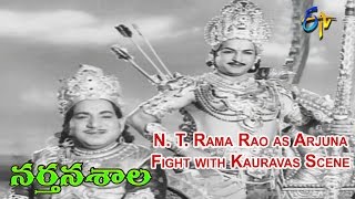 Narthanasala Telugu Movie  NTR as Arjuna Fight with Kauravas Scene  NTR  Savitri  ETV Cinema [upl. by Soluk]