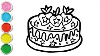 How to draw a cute cake easy drawing toddlers step by step drawing for kids [upl. by Ocirema668]