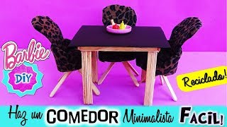 Como hacer COMEDOR con Mesa y Sillas para tu Coleccion de MUÑECAS Barbie Muebles en miniatura [upl. by Lerak]