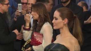 Maleficent Angelina Jolie Brad Pitt Elle Fanning Walk the Red Carpet  ScreenSlam [upl. by Ael]