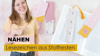 Lesezeichen nähen aus Stoffresten  DIY Geschenk 🎁 [upl. by Magen]