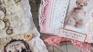 TUTO ROULEAU CHUTE TISSU DENTELLE SHABBYVINTAGE SNIPPET ROLL [upl. by Kreg339]