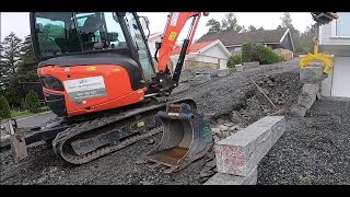 Flytting av granitt støttemur  Moving a granite retaining wall [upl. by Roe540]