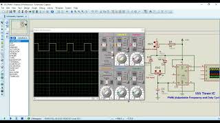 555 PWM Variable Freq and Duty Proteus Simulation [upl. by Fechter]