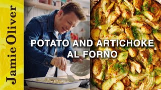 Potato amp Artichoke Al Forno  Jamie Oliver [upl. by Novyar490]