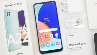 Samsung Galaxy A22 5G Unboxing Hands On amp First Impressions [upl. by Maurilia665]