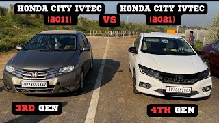 HONDA CITY IVTEC 3RD GEN VS 4TH GEN  DRAG RACE  15 MT VS 15 MT viral honda dragrace city [upl. by Oinotla]