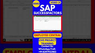 SAP SuccessFactors Employee Central Training Video 21 sapsuccessfactorstraining sapsuccesfactors [upl. by Osrock]