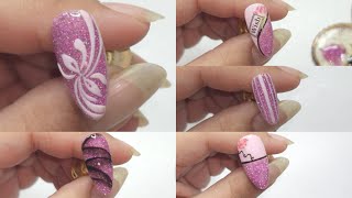 reflective glitter sticker art gradient art emboss art nail art design [upl. by Behre]