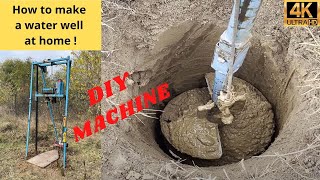 Homemade water well drill rig machine  how to make a water well at home DIY  4K [upl. by Ilera]