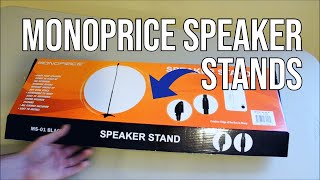 Unboxing Monoprice MS01 Black Speaker Stands [upl. by Yahs25]