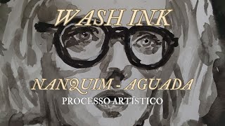 Pintando com aguada e nanquim Selina Kyle  Ink Wash painting in timelapse [upl. by Haroved]