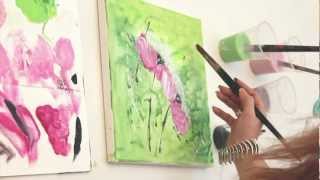 Acrylmalen Tutorial amp Verlosung des Originals Florales Motiv zur Ausgabe Malen mit Isabelle [upl. by Ihcalam]