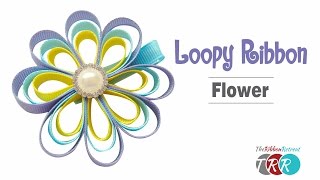 How to Make a Loopy Ribbon Flower  TheRibbonRetreatcom [upl. by Anilas]