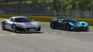 Rimac Nevera 2022 vs Bugatti Bolide 2020 at Monza Full Course [upl. by Leuqram]