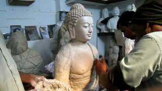 Sculpting Buddha Shakyamuni in Equanimity Statue in Varanasi India Dec 2008 [upl. by Alcina]