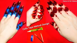 Finger Mehndi Design With Cello Tape  Cello Tape Mehndi Design  Simple Mehndi Design [upl. by Eedrahs485]