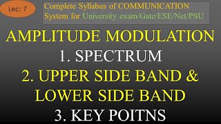 Spectrum of Amplitude Modulated Signal Basic Points amp Bandwidth  Analog Com  R K Classes  Lec7 [upl. by Noramac]