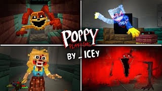 All Scenes  Jumpscares by ICEy New mod  Poppy Playtime Chapter 3 Minecraft Realistic addon [upl. by Reemas962]