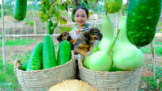 Harvesting Bottle Gourd Goes To Market Sell  Cooking Gourd Soup Gardening Farm Daily life [upl. by Ynwat]