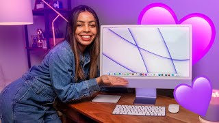 Purple M1 iMac Unboxing  first look 💜 [upl. by Thorlie]